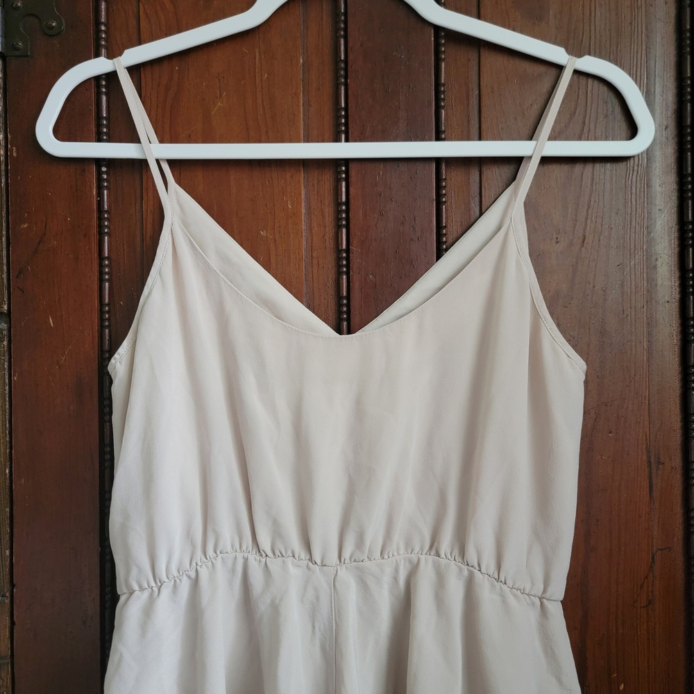 Amanda Uprichard Cream Spaghetti Strap V-Neck Elastic Waist Romper Small - Picture 6 of 10
